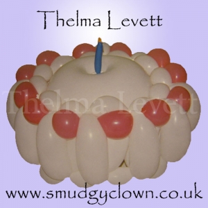 birthday cake made from balloons