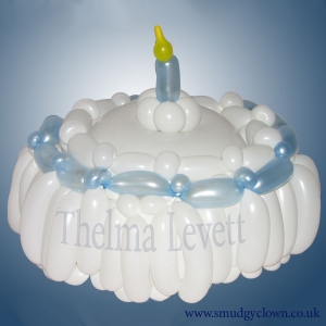 balloon birthday cake with candle