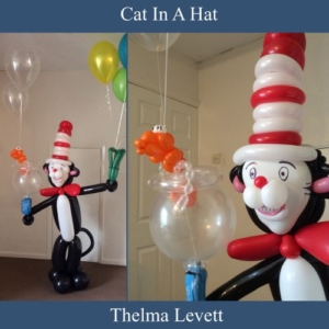 Balloon Cat in a hat with goldfish