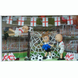 Balloon window display football match theme