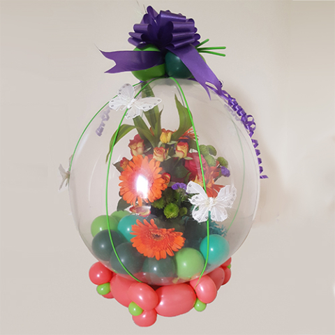 Flowers inside a balloon