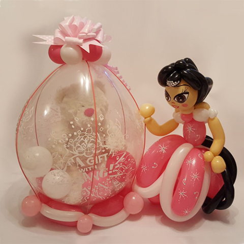 Princess with gift in balloon